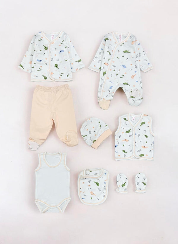 8-Piece Birds Baby Set Unisex 0–3M Cotton