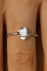 Sterling Silver Adjustable Ring with Round Cubic Zirconia