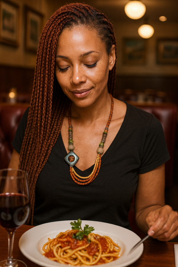 Handmade African Necklace – Recycled Glass & Bronze Elegance