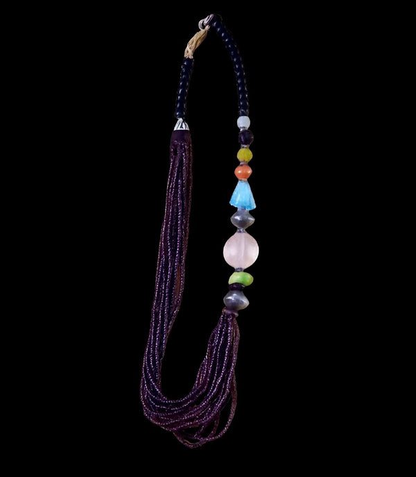 Handmade African Necklace with Swarovski, Glass & Ebony Wood