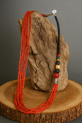Handmade African Necklace with Swarovski, Glass & Ebony Wood