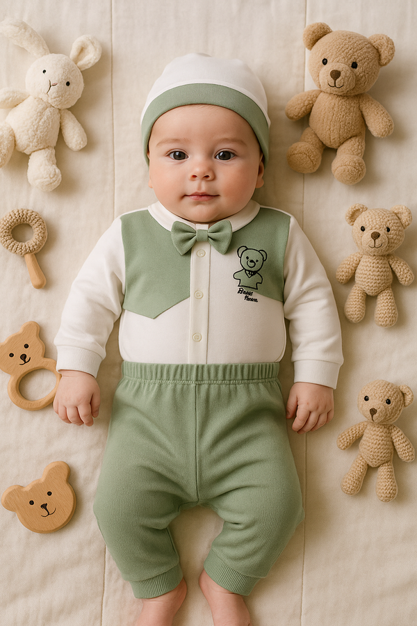 5-piece 100% cotton newborn baby clothing set – 0 to 3 months – Made in Turkey

