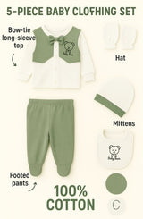 5-piece 100% cotton newborn baby clothing set – 0 to 3 months – Made in Turkey

