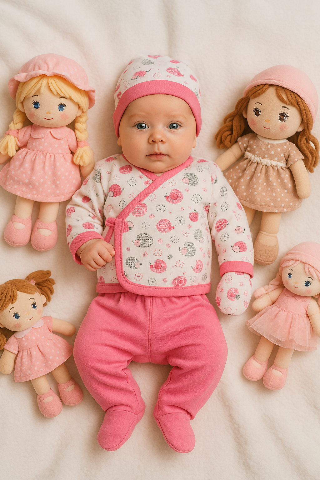 5-piece newborn baby outfit with elephant design – 100% cotton – 0–3 months – made in Turkey

