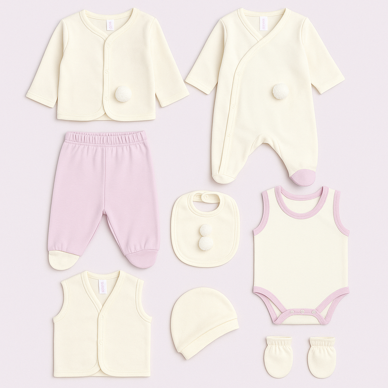 8-Piece Baby Clothing Set – 100% Cotton