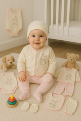 8-piece newborn baby clothing set – vibrant cotton outfit for 0–3 months – made in Turkey

