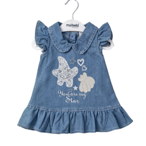 Baby girl dress with “You Are My Star” print – 100% cotton, perfect for Easter or special occasions