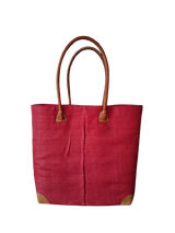 Red Knitting Basket with Embroidered Yarn & Needles Design