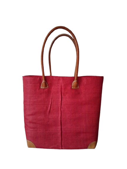Red Knitting Basket with Embroidered Yarn & Needles Design