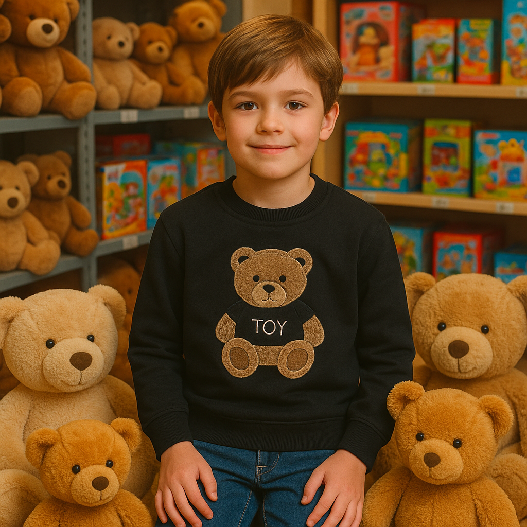 Boys Bear Sweatshirt 100% Cotton Pullover

