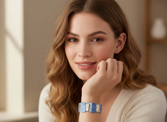 blue and gold statement bracelet for everyone 