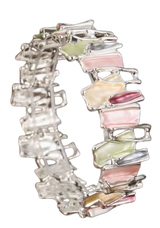 Pastel Enamel Silver Bracelet – Modern Link Statement Jewelry for Women