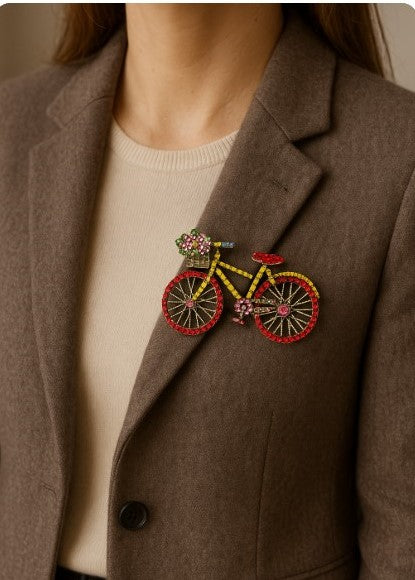 Colorful Bicycle Brooch | Whimsical Cycling Jewelry Accessory