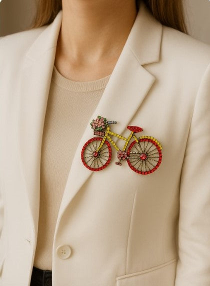 Colorful Bicycle Brooch | Whimsical Cycling Jewelry Accessory