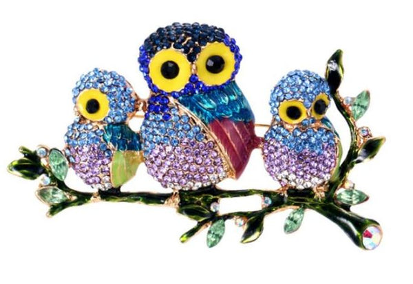 Whimsical Three Owls Brooch | Nature-Inspired Jewelry Accessory
