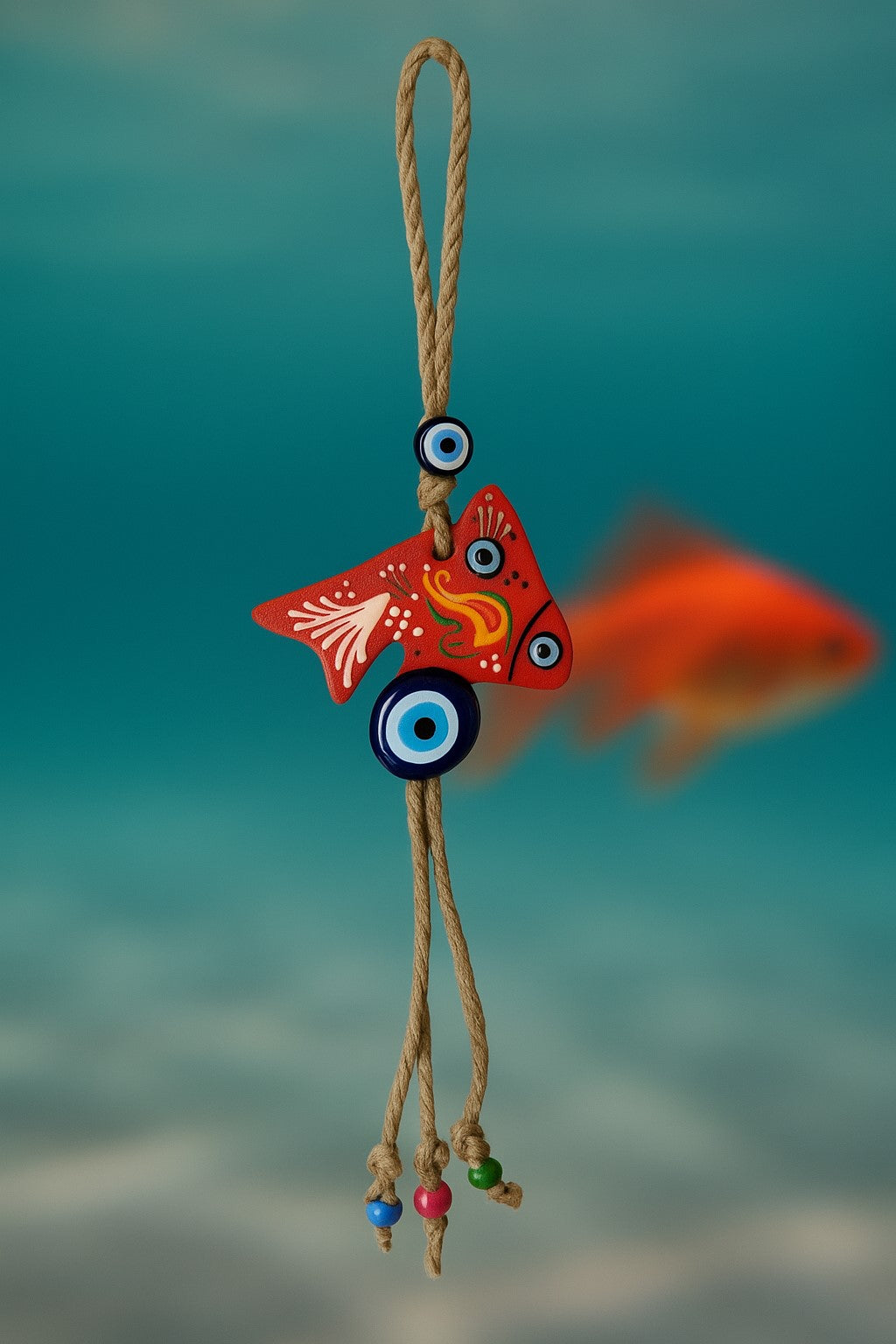 Evil Eye Ceramic Wall Hanging Fish Design