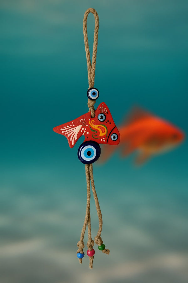 Evil Eye Ceramic Wall Hanging Fish Design