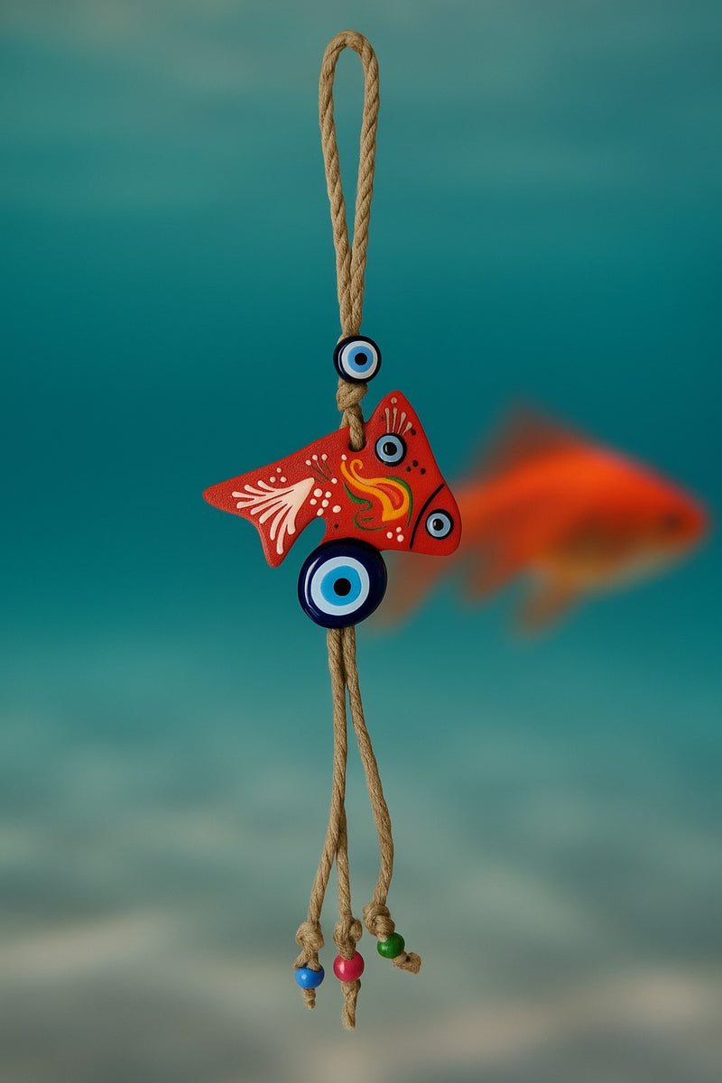 Evil Eye Ceramic Wall Hanging Fish Design