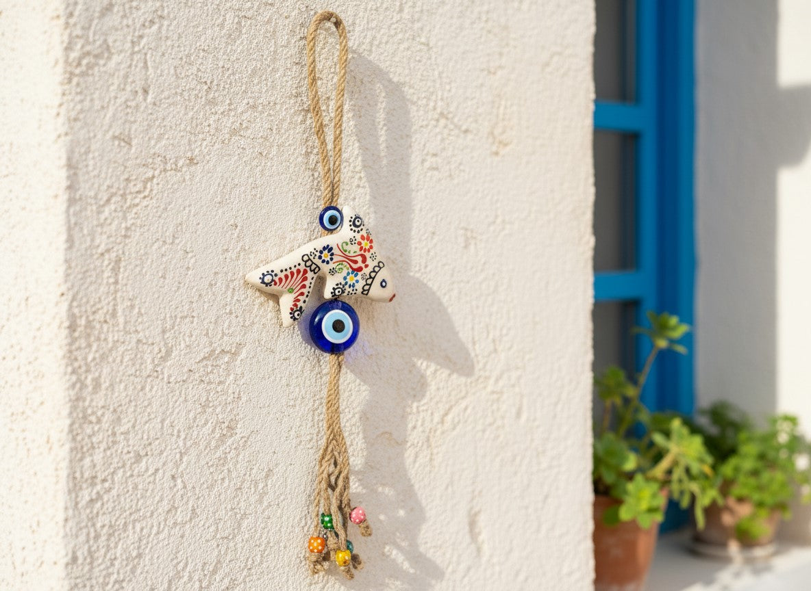 Evil Eye Ceramic Wall Decor – Fish Design
