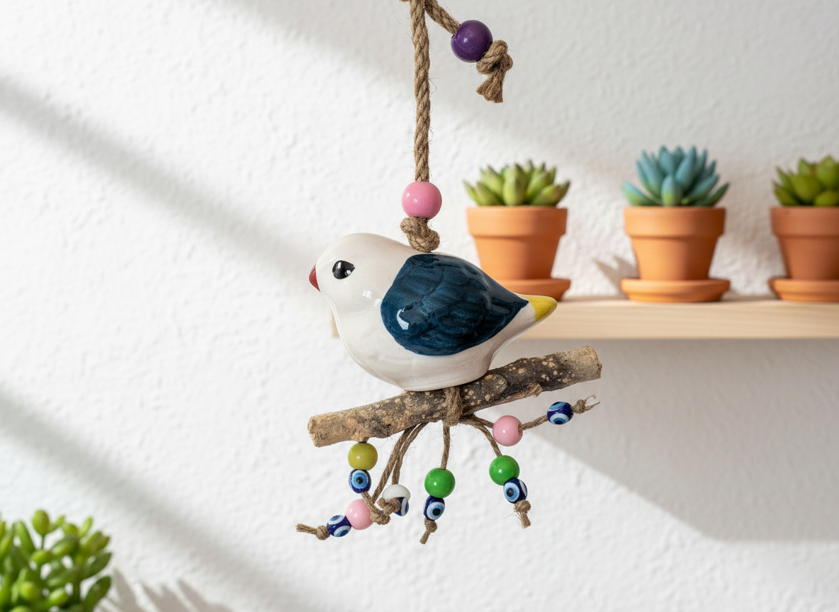 Evil Eye Ceramic Wall Hanging| Bird Design