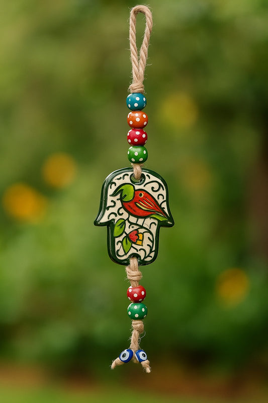 Fatima Hand Evil Eye Ceramic Wall Hanging