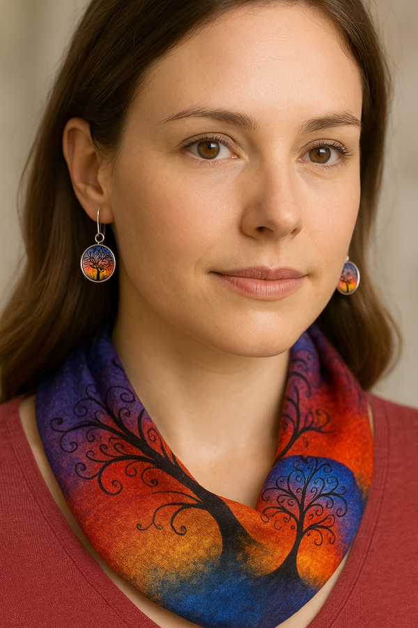 Earrings-Tree of life with glass cabochons