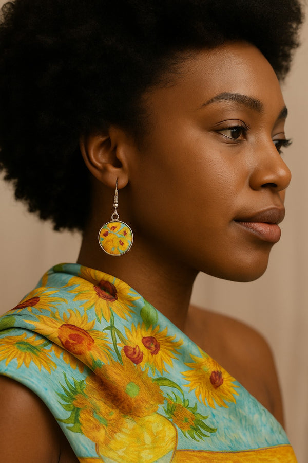 Van Gogh Inspired Glass Earrings | Sun flowers