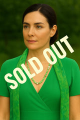 One-of-a-Kind Green Natural Stone Necklace with Faceted Crystal Accents