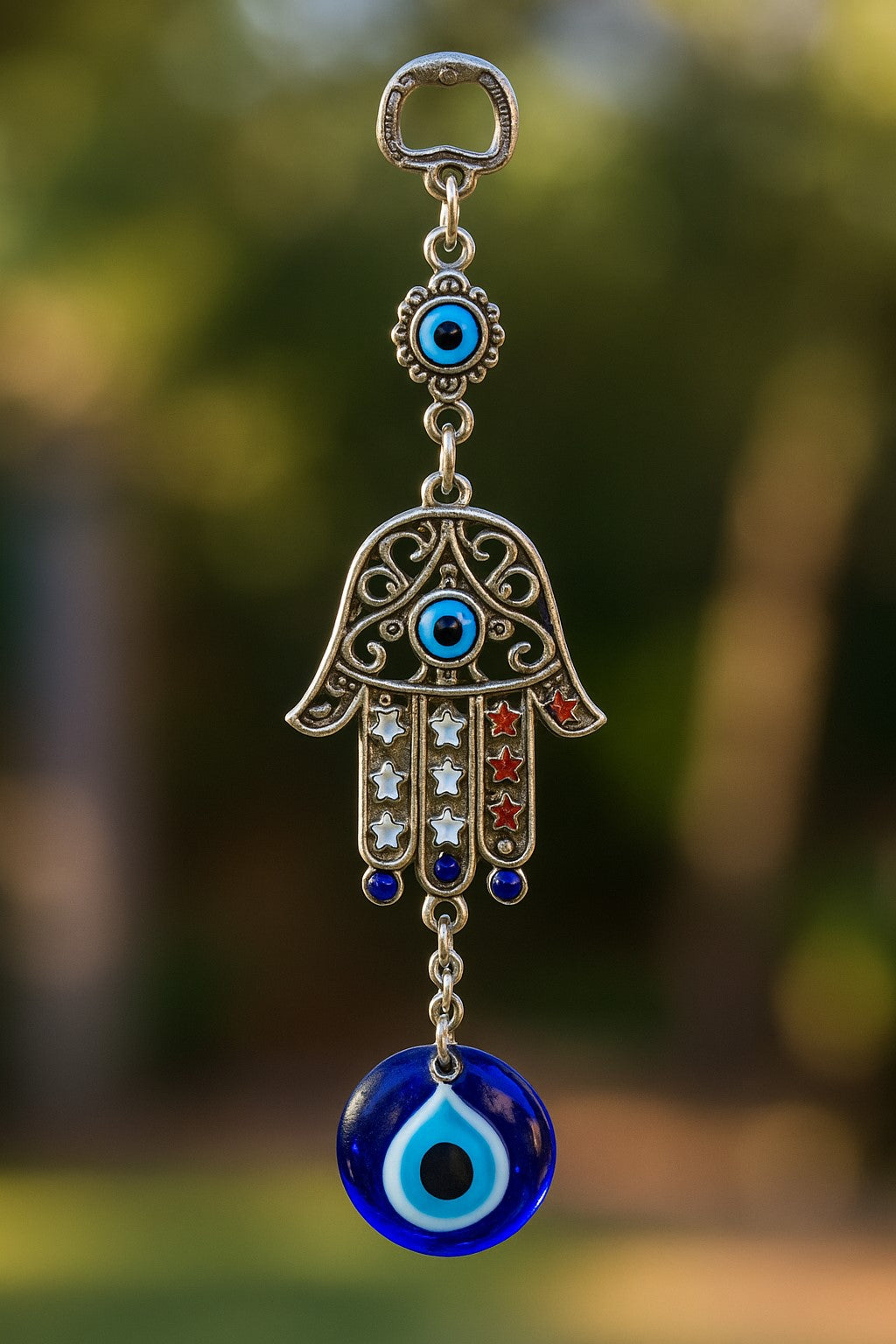 Owl Evil Eye Wall Decor| Glass & Metal Owl Charm
