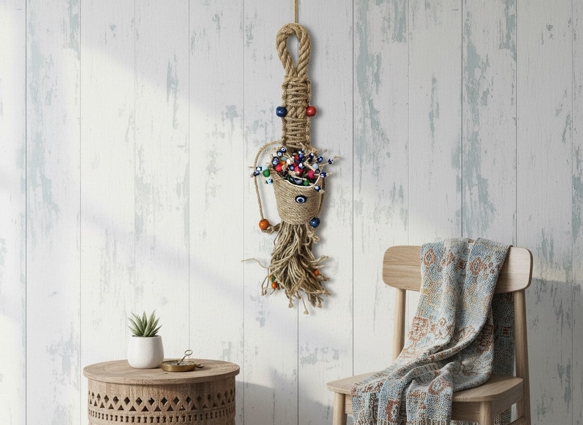 Evil Eye Wall Decor |Straw Basket