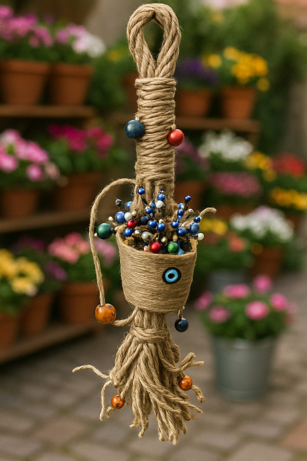 Evil Eye Wall Decor |Straw Basket