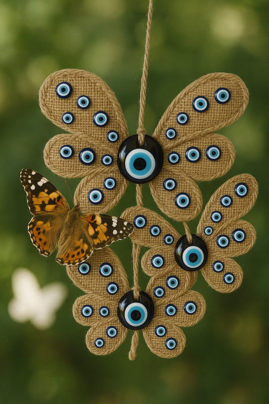 Evil Eye Wall Decor |Straw Butterflies