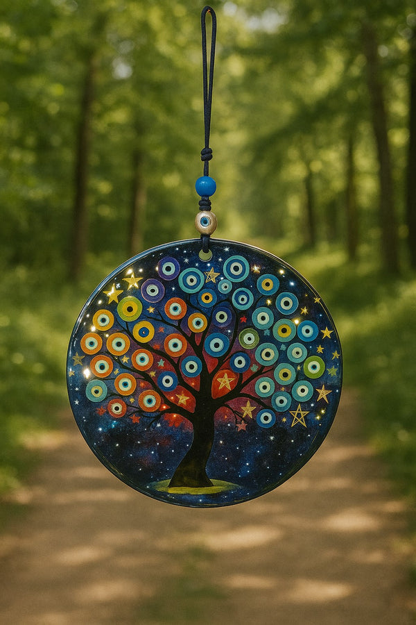 Tree of Life Evil Eye Wall Hanging | Glass Tree of life