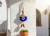 Round Evil Eye Wall Hanging| Glass & Straw