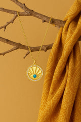 Sterling Silver Gold Vermeil Zircon Blue Opal Evil Eye with Coin Necklace
