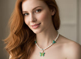 Freshwater Pearl Necklace with Cloisonné Butterfly Pendant – Elegant & Symbolic
