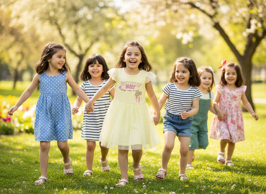 Sunny Day Girls Cotton Dress in yellow