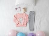 Toddler Girls Cute Cat design Top & Pants Set
