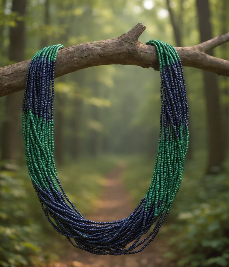 Colorful Handmade Multi-Strand Glass Beaded Necklace