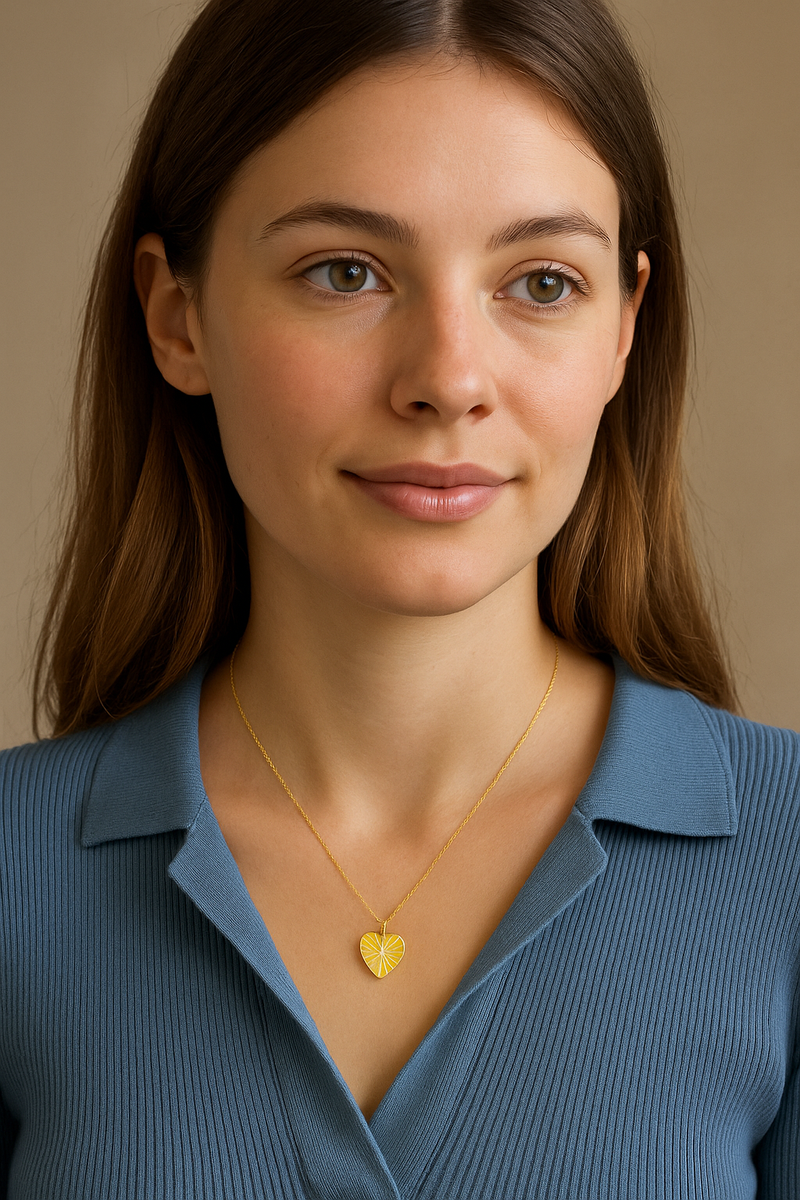 Gold Plated Sterling Silver Heart Pendant with zircon accent