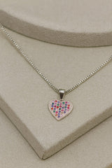 Title  Sterling Silver Heart Pendant with Multicolor Zircons