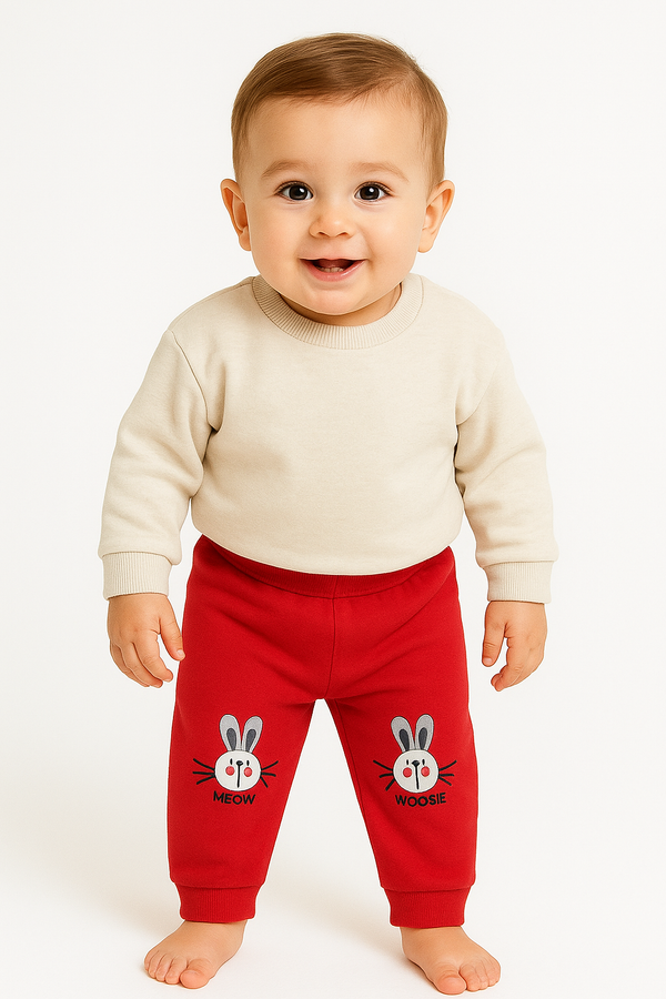 Kids Cotton Pants with Rabbit Print
