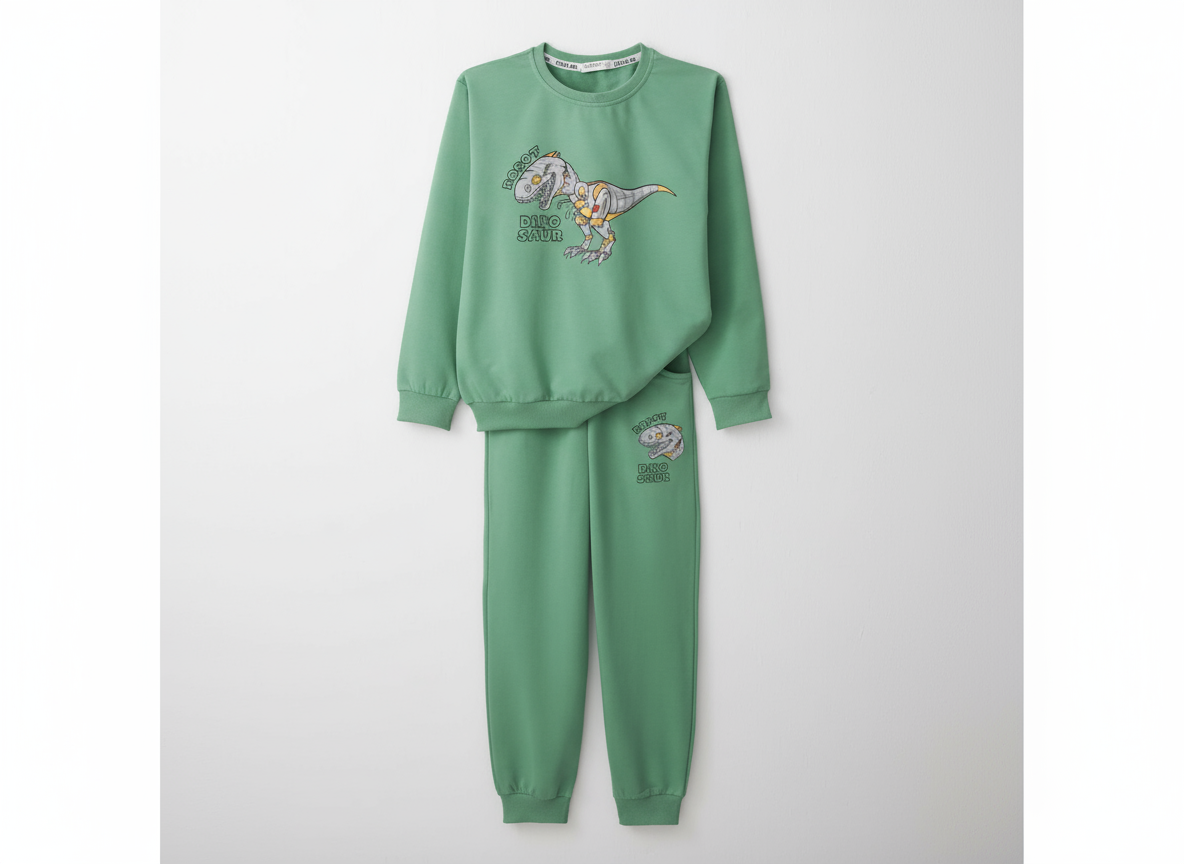 Boys Dinosaur Top & Pants Set Cotton Stretch Outfit