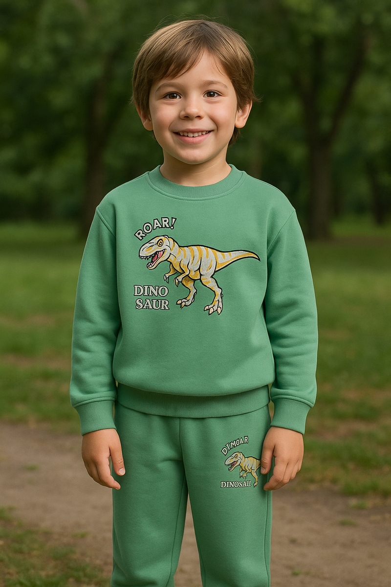 Boys Dinosaur Top & Pants Set Cotton Stretch Outfit