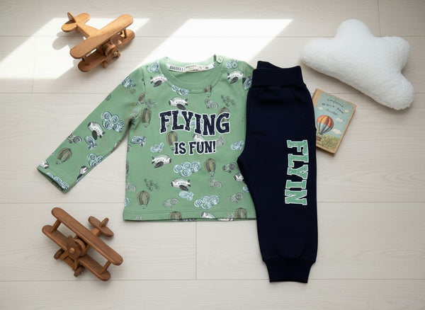 Toddler Boys Top & Pants Set Flying is fun