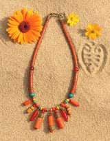 Handmade African Tribal Necklace with Antique Glass & Bronze Accents