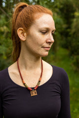 Handmade African Kofi Beads & Bronze Pendant Necklace – Tribal Artisan Jewelry