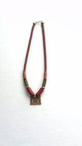 Handmade African Kofi Beads & Bronze Pendant Necklace – Tribal Artisan Jewelry