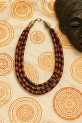 African Kofi Necklace – Handcrafted Red & Black Kofi Disc Beads with Brass Closure