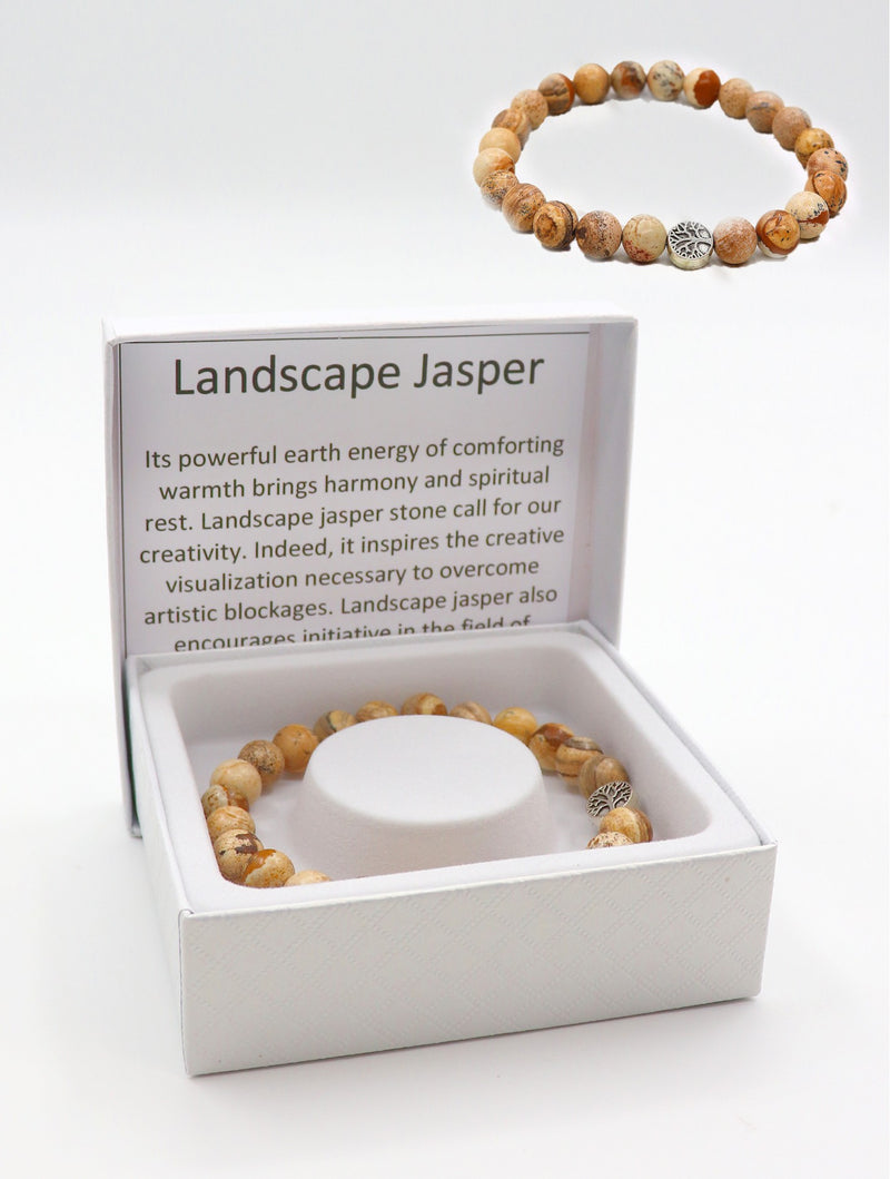 Landscape Jasper Stone Bracelet | Natural Charm Bracelet
